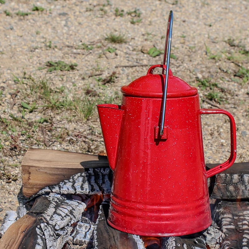 Grip Coffee Percolator (Red) - Durable Glazed Enamel Steel - Prepare Coffee Over the Fire - Camping, Hiking, Backpacking, Fishing, Hunting - (8 Cups) - Image 4